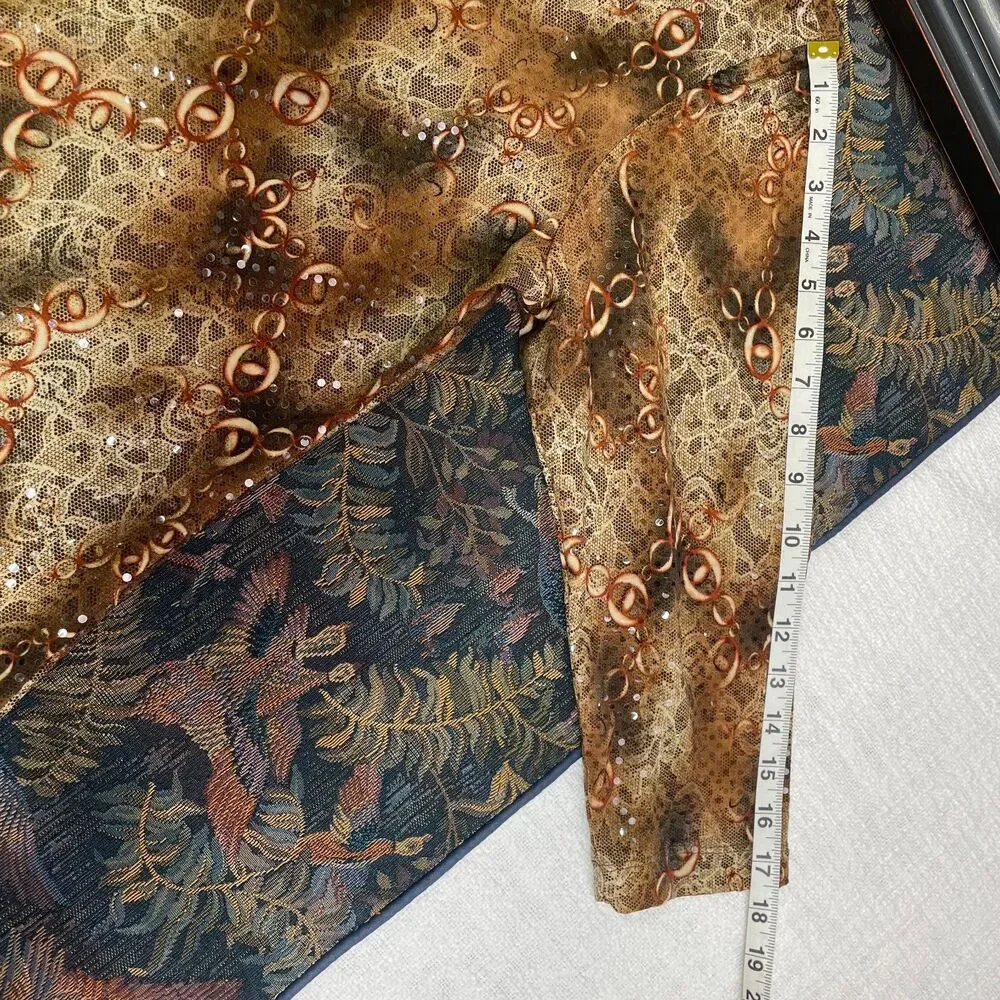 Vintage Chicos Blouse Size 3 Large Chicos BlouseShimmer Rusty Brown Red Cream - Picture 13 of 16